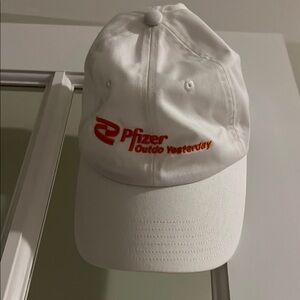 Pfizer White Cap with orange Logo